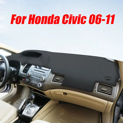 Black Leather Dashboard Cover Dash Protector for Honda Civic (2006–2011)