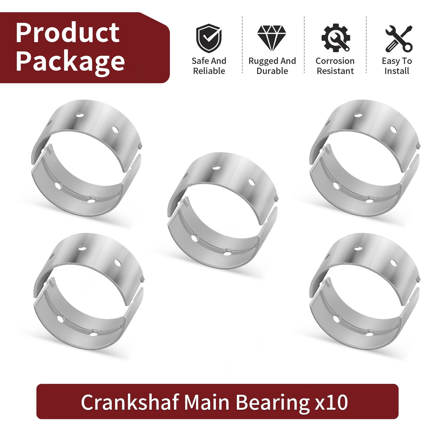 Set of 2 Crankshaft Main Bearings for Yamaha WaveRunner (2010)