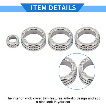 AC Media Tune Switch Knob Cover Ring for Honda Civic (2022) - 4 x Silver Tone