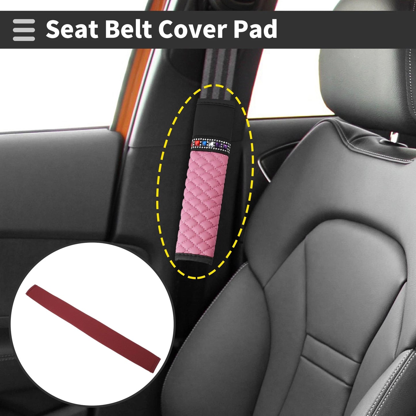 Seat Belt Cover Pad for Pana (1 Pcs) 19.69 Inch Burgundy Leather