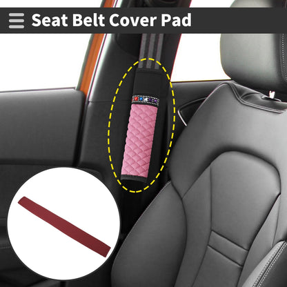 Seat Belt Cover Pad for Pana (1 Pcs) 19.69 Inch Burgundy Leather