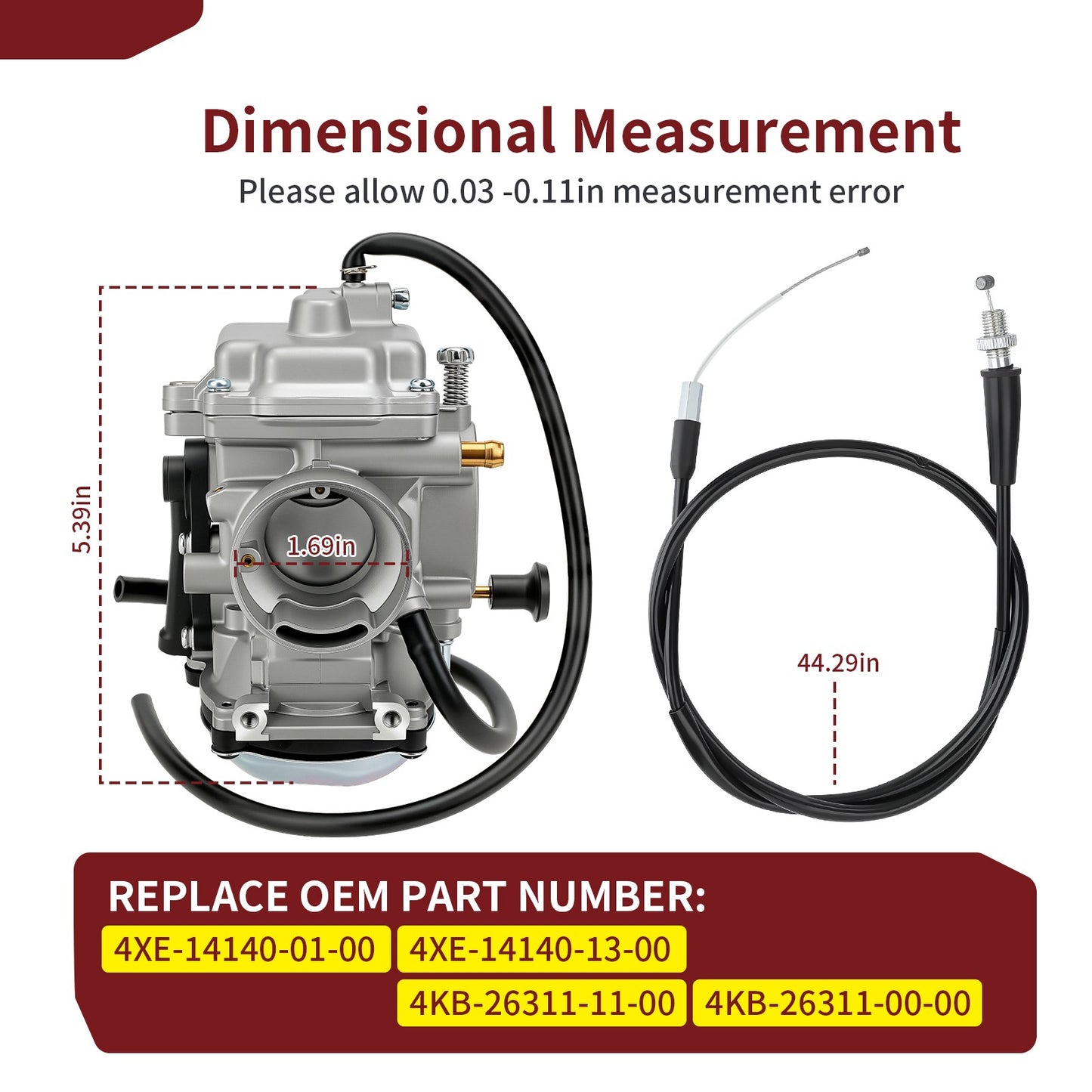 Throttle Cable for Yamaha Bear Tracker 250 (1999–2004)