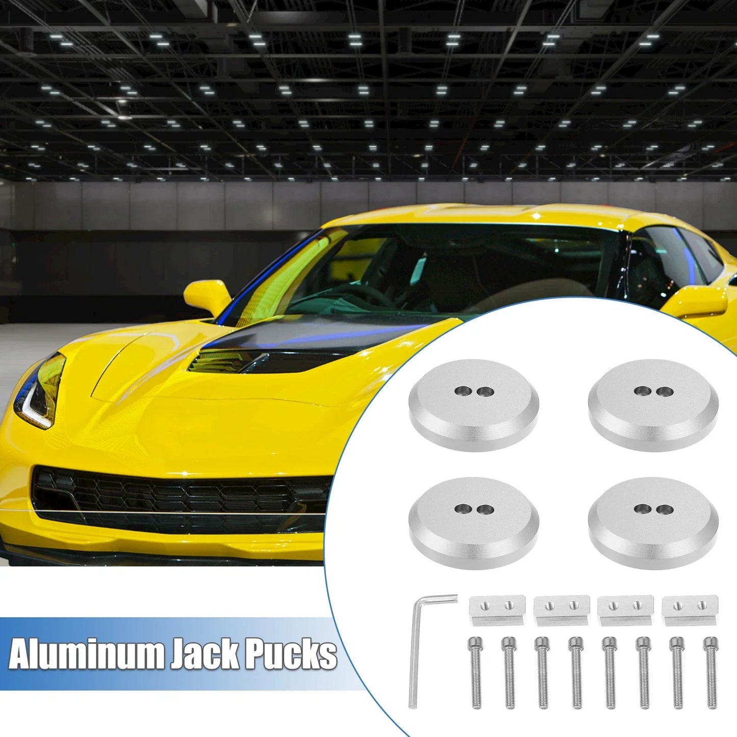 4pcs Jack Pad for Chevrolet Corvette & Porsche Frame Rail Silver Tone
