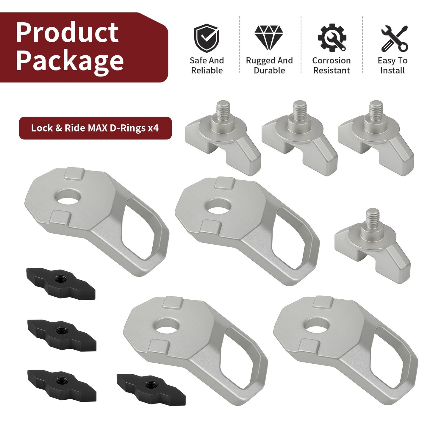 Set of 4 Lock & Ride D-Rings for Polaris Xpedition ADV (2024–2025)