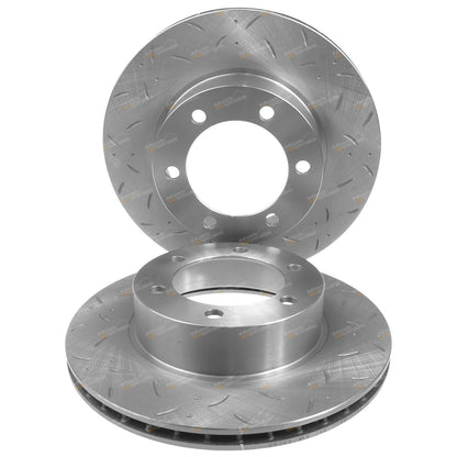 2 Front Slotted Brake Rotors for Toyota Prado 90 95 Series (1996–2002)