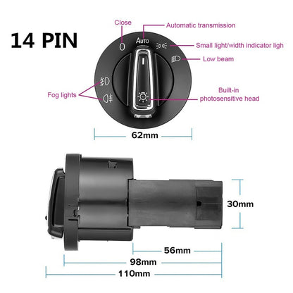 Auto Headlight Switch with Sensor for VW Golf Mk4, Passat (1998–2006)