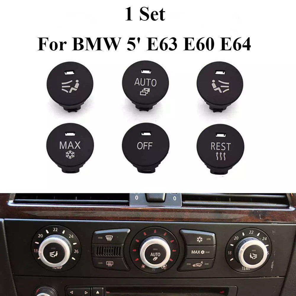 Set of 4 A/C Control Knob Covers for BMW 5 Series E60 E63 E64 (2005–2010)