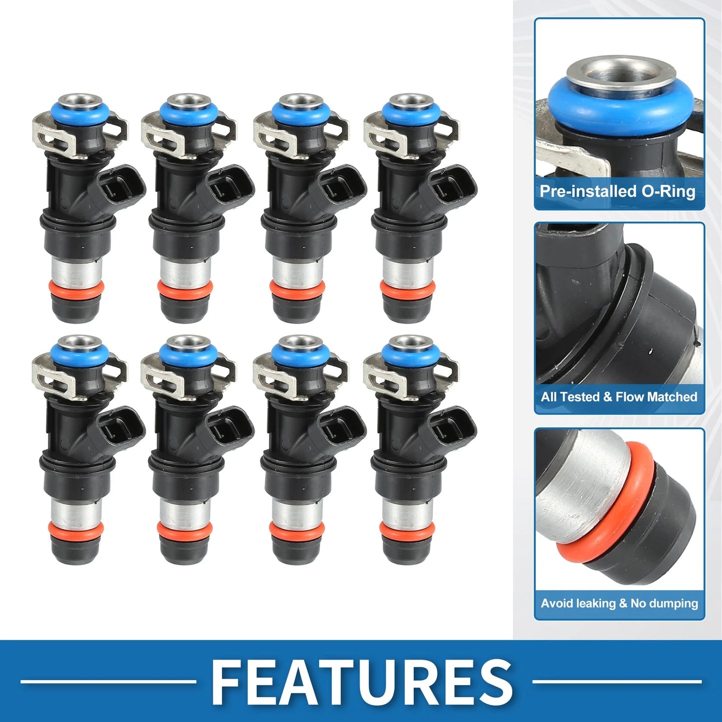 Set of 8 Fuel Injectors No.17124531 for GMC Sierra 2500 HD 3500 (2001–2006)