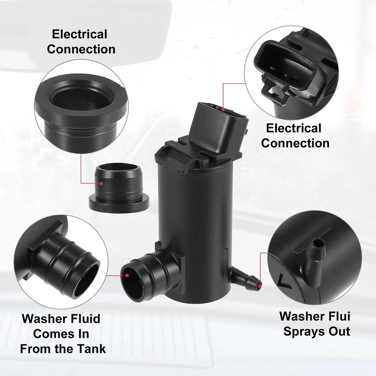 Windshield Washer Motor Pump for Toyota Camry Solara Corolla (1998–2023)