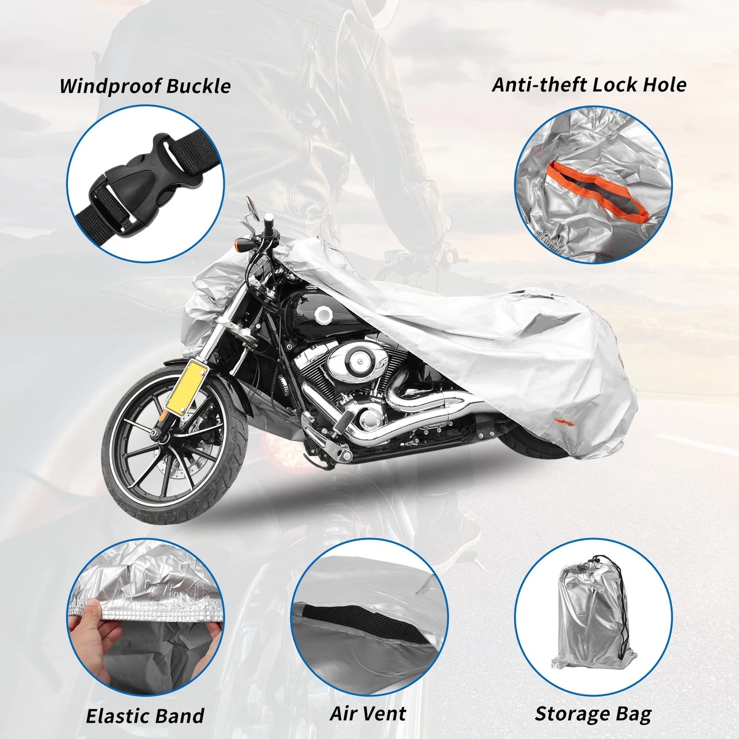 Motorcycle Cover 210D-PU Grey for Honda Super Cub 110 (2017–2023)