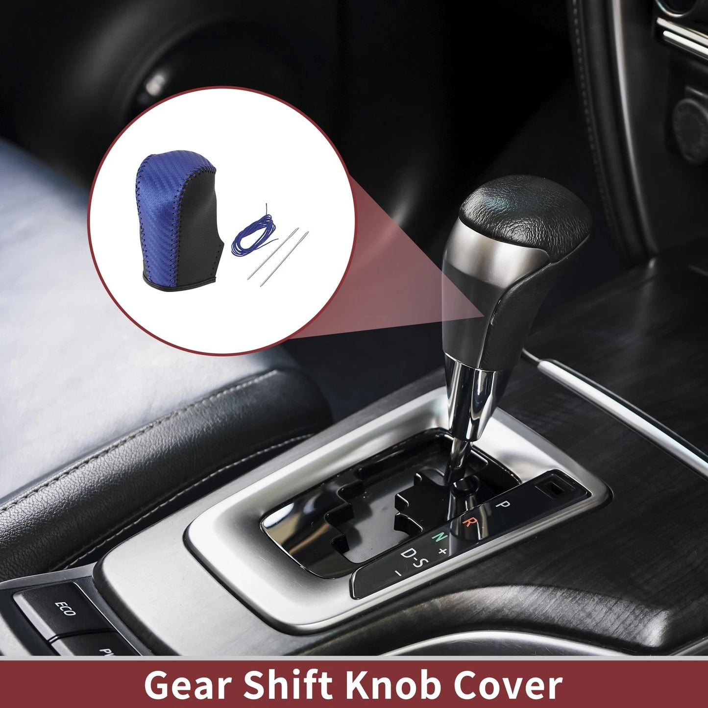 Gear Shift Knob Cover for Nissan Murano (2009–2013) Black Blue Faux Leather