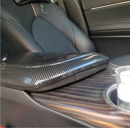 Carbon fiber armrest storage box cover trim for Toyota Camry (2018–2024)