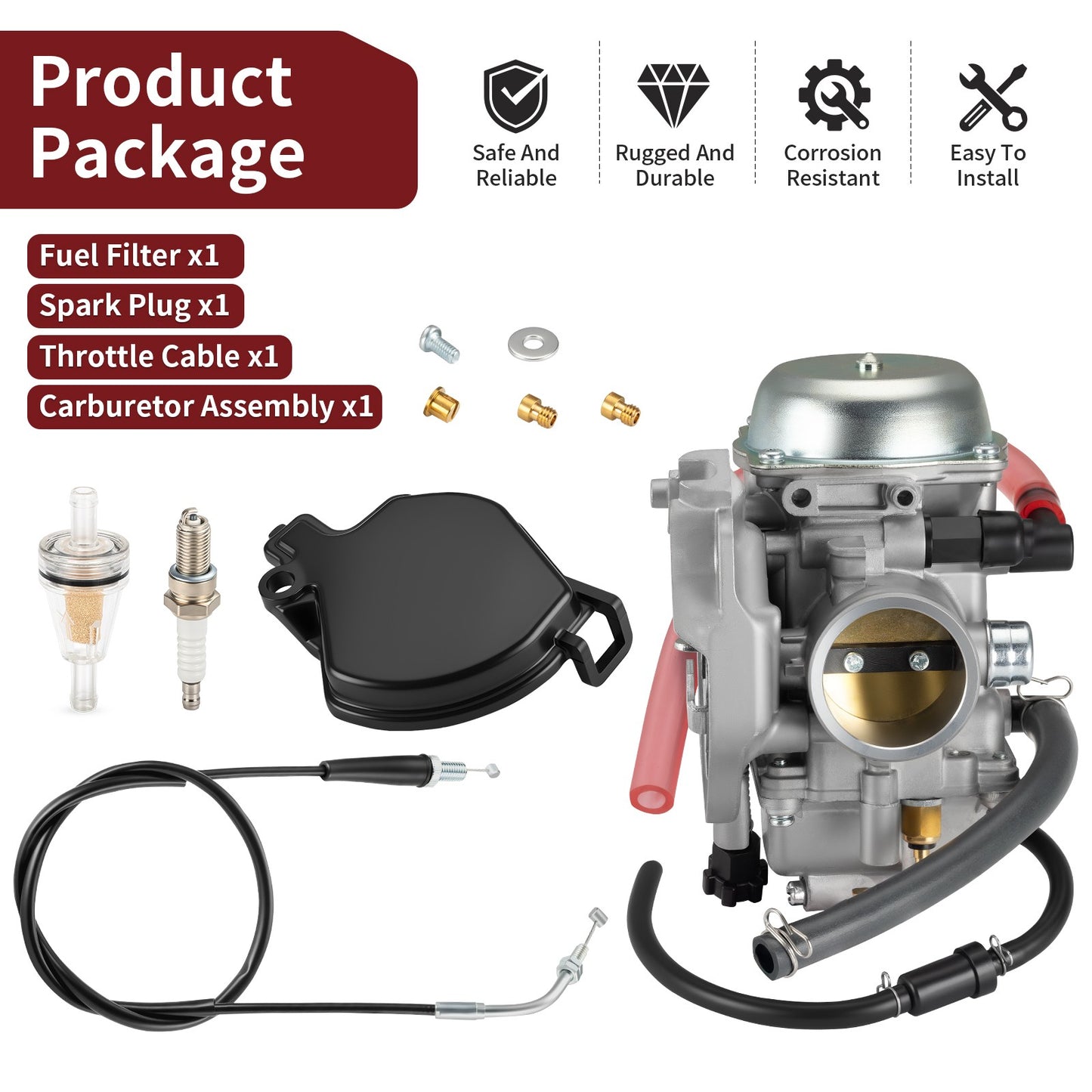 Carburetor with Throttle Cable for Kawasaki Prairie 360 (2003–2013)
