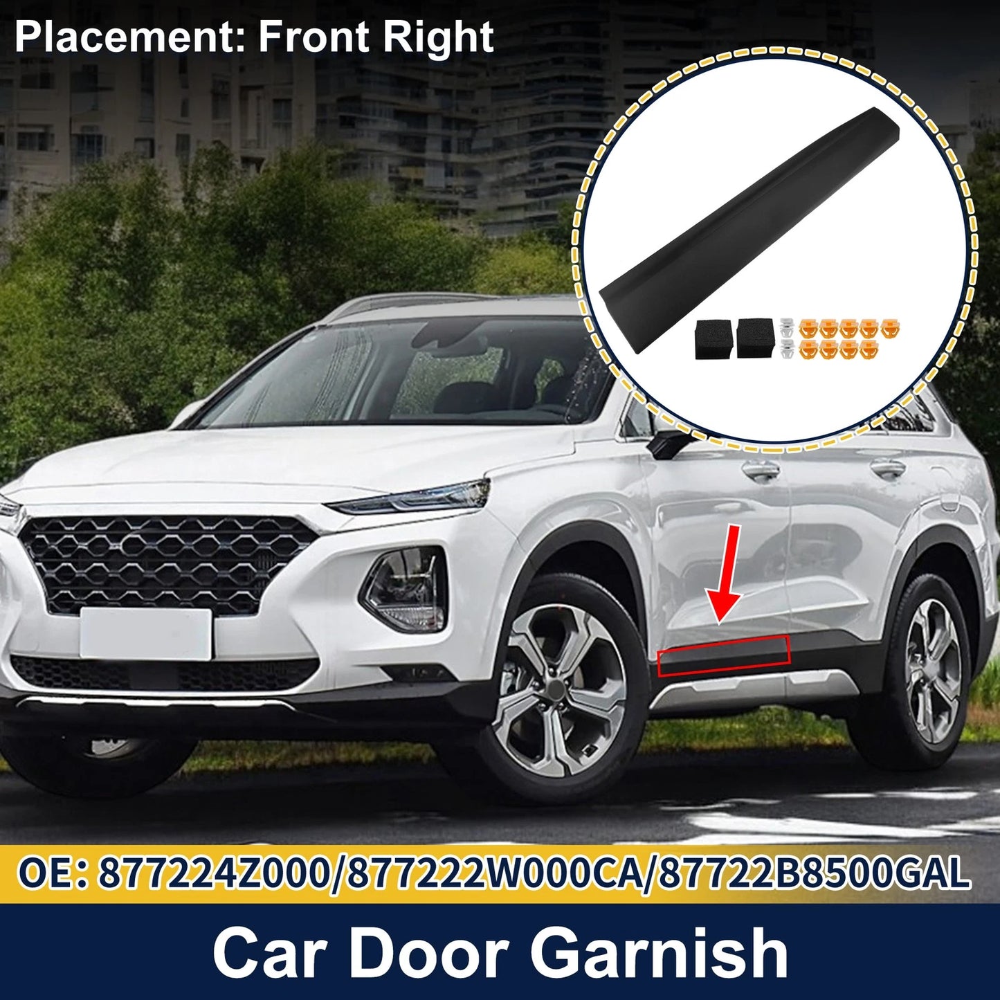 Front Right Door Lower Trim Panel No. 877224Z000 for Hyundai Santa Fe XL (2013–2019)