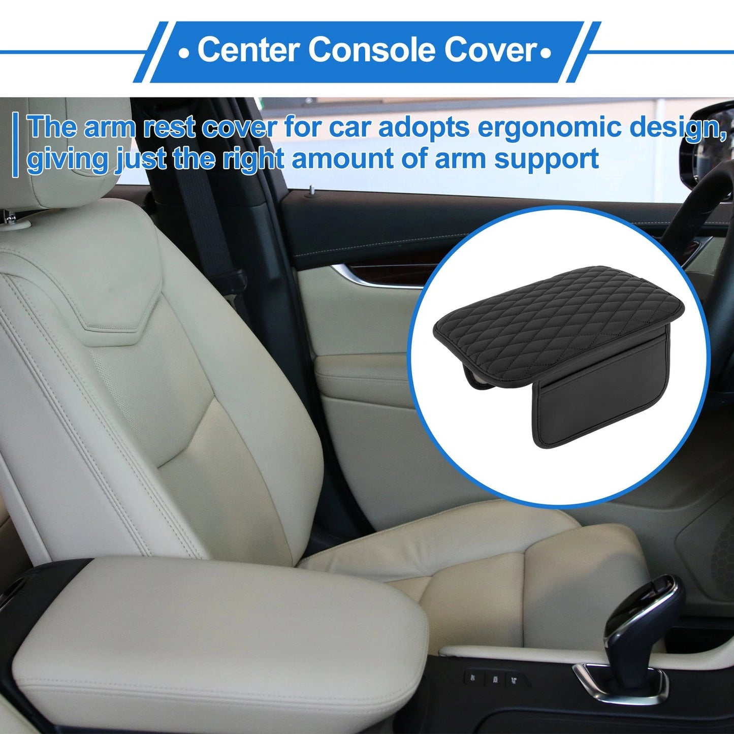 Armrest Box Pad with Storage Pockets for Vehicle