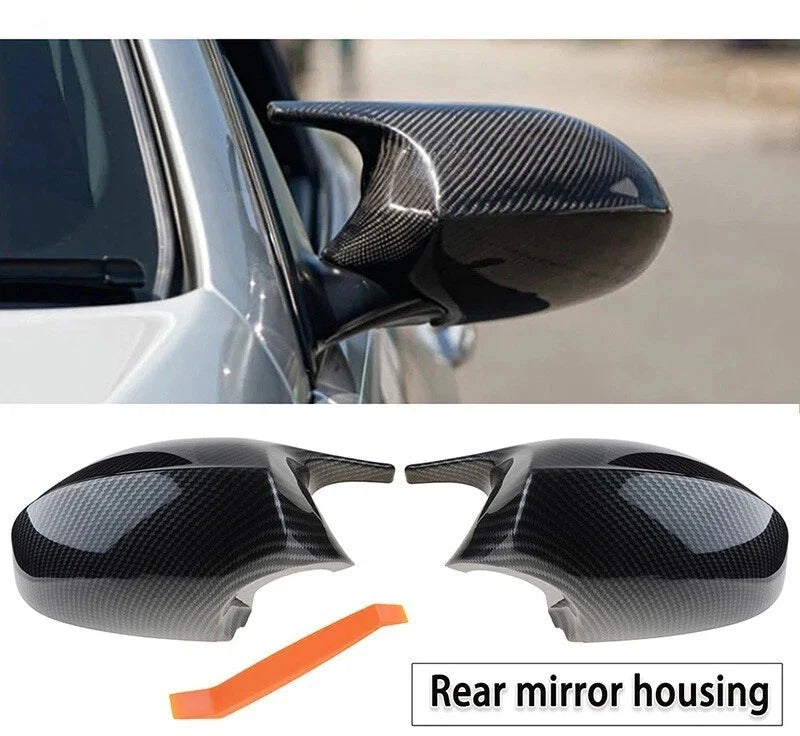 2 x M3 Style Carbon Side Mirror Cover Caps for BMW E90 E92 E93 (2005–2013)