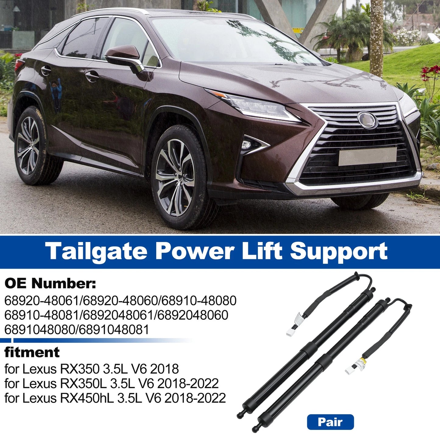 Set of 2 Rear Tailgate Power Lift Supports for Lexus RX350L (2018–2022) 68920-48061