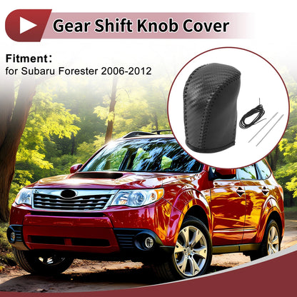 1 Pc Gear Shift Knob Cover for Subaru Forester (2006–2012) Black Faux Leather