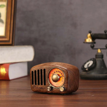 Vintage Bluetooth Speaker Wooden FM Radio MP3 Player for Retro Style (N/A)