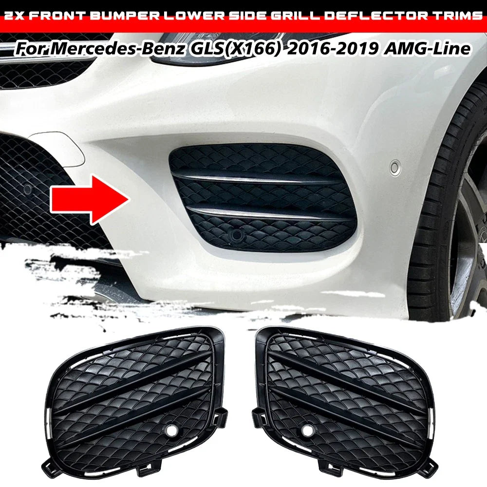 Front Bumper Side Grill Covers Deflectors for Mercedes-Benz GLE (2015–2018)