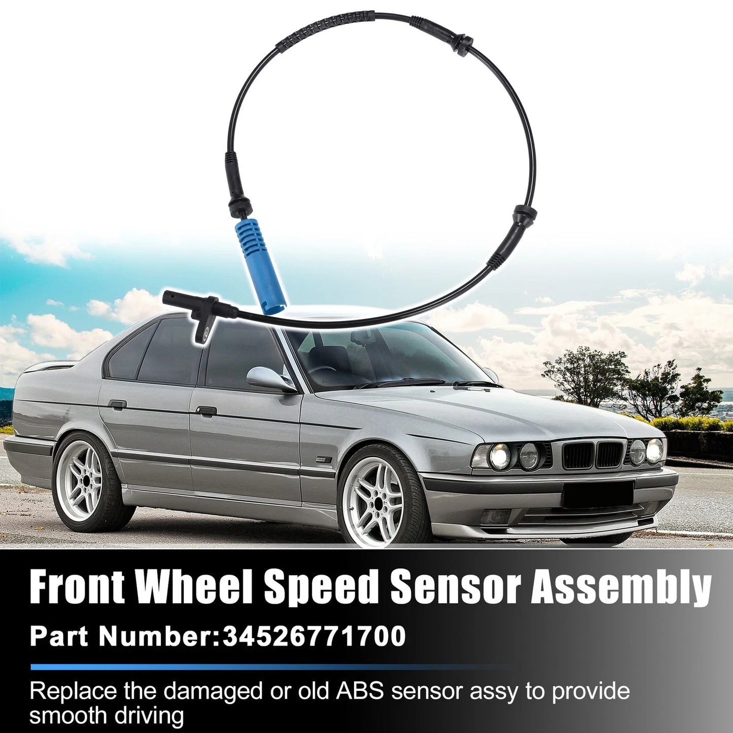 Front Left Right ABS Wheel Speed Sensor for BMW 525i Base 3.0L L6