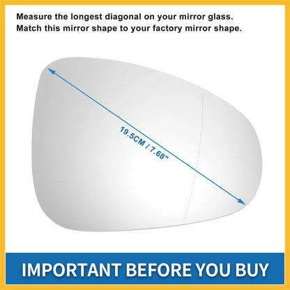 Heated Right Side Mirror Glass for Volkswagen Touareg (2010–2018)