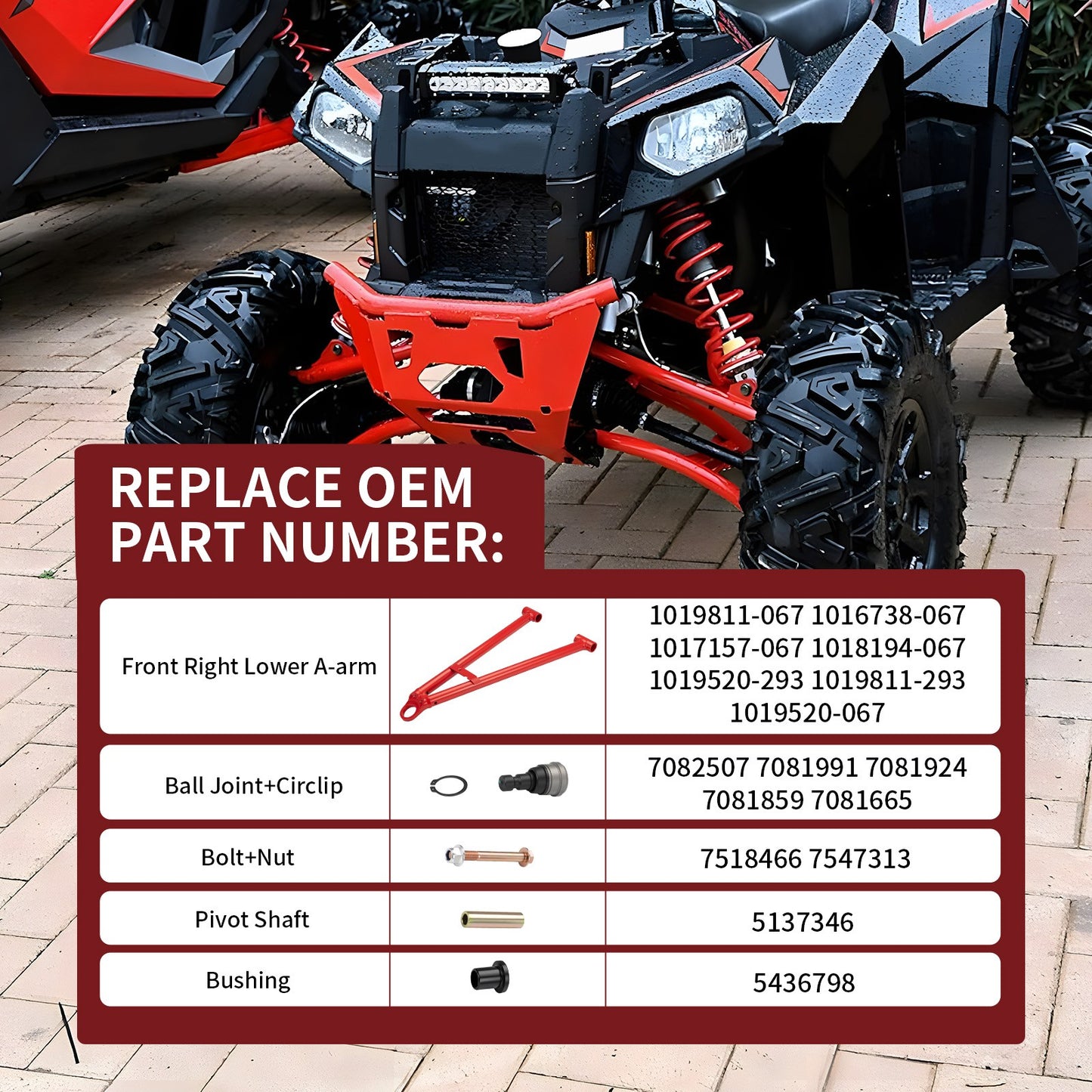 Front Right Lower A Arm with Ball Joint Bushing for Polaris Sportsman 550 (2011–2014)