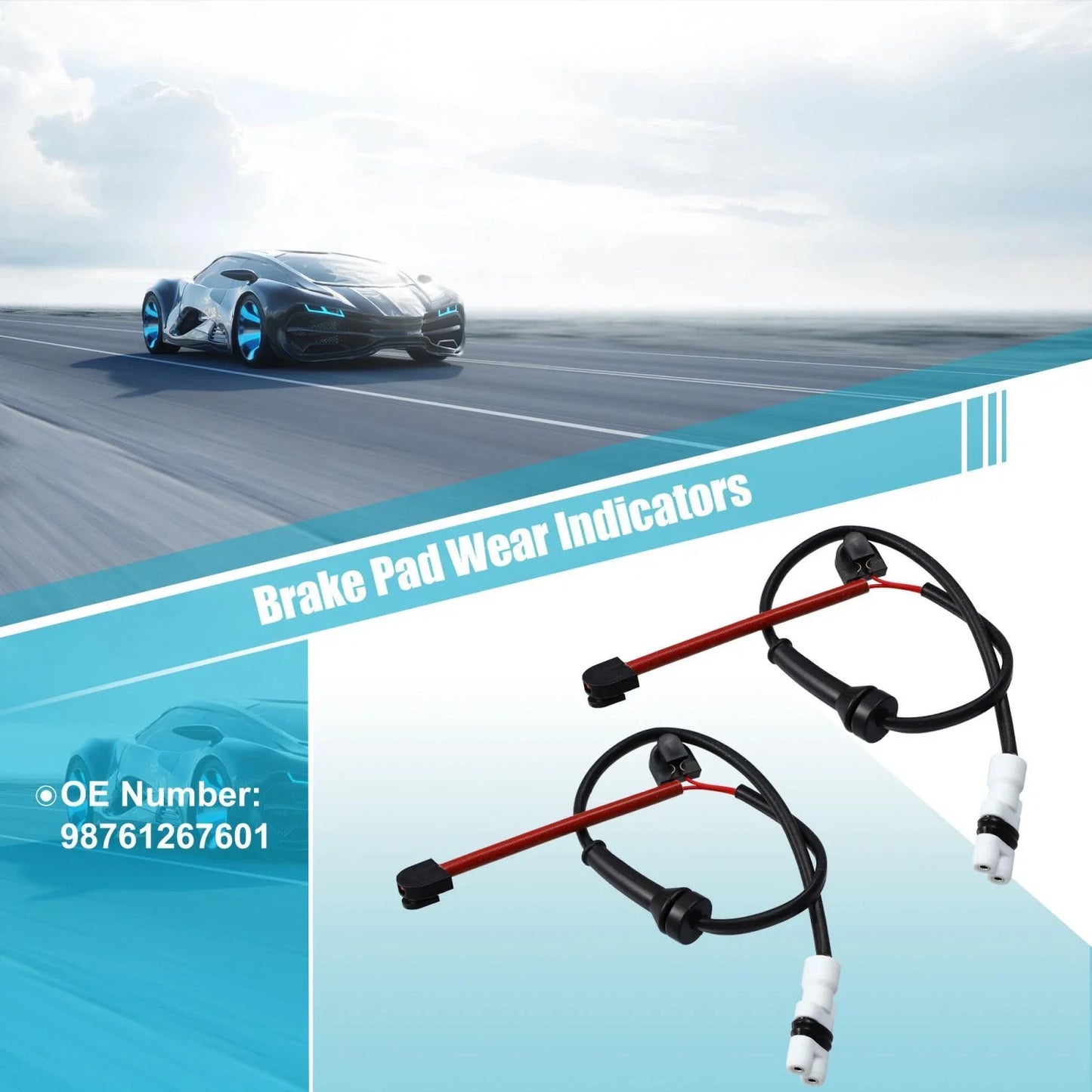 2 x Rear Disc Brake Pad Wear Sensors for Porsche Cayman Boxster (2005-2012)