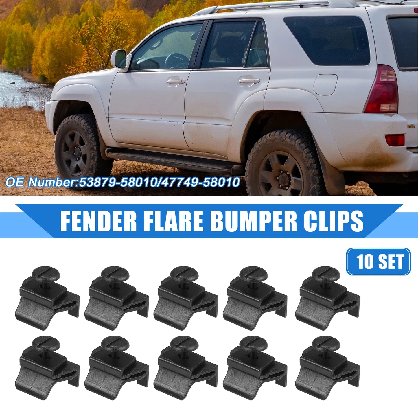 Set of 10 Front Fender Bumper Cover Clips for Toyota Camry (2004–2011)