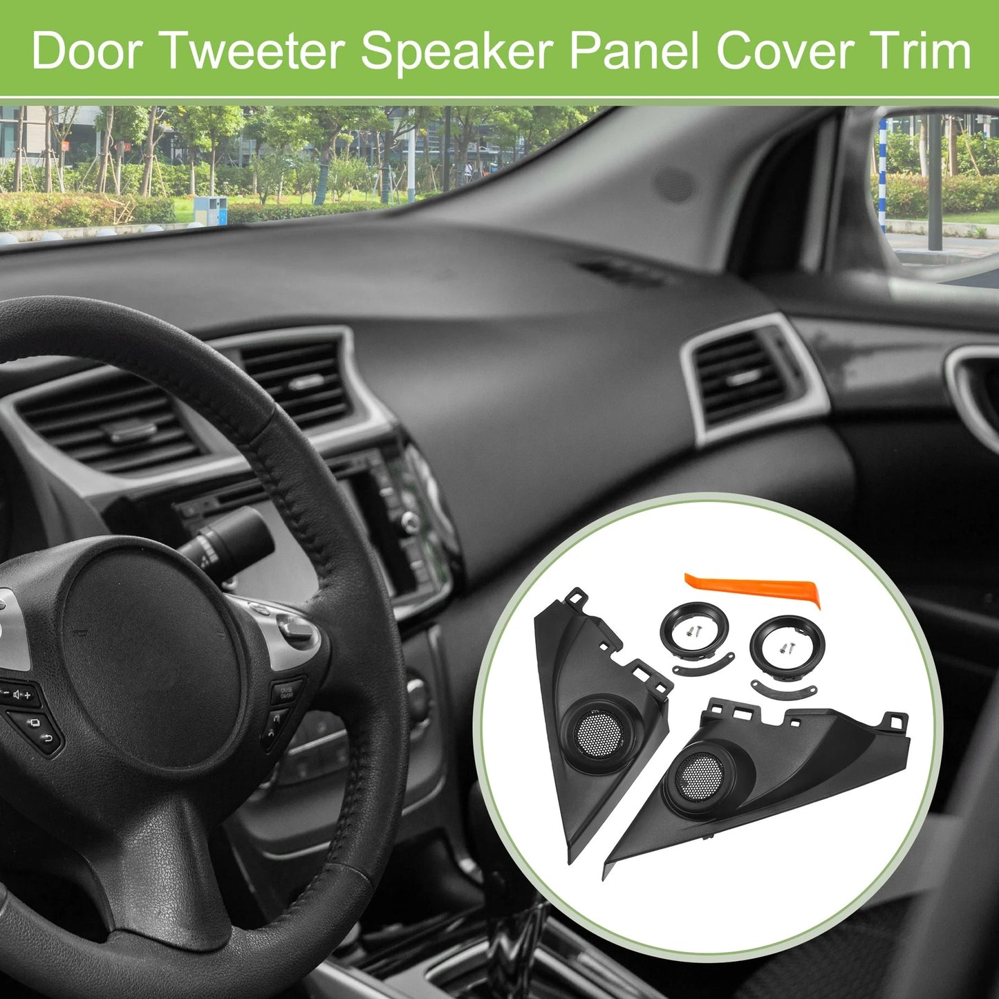 Pair A Pillar Door Tweeter Speaker Cover Trim for Honda Civic (2016–2019) Black