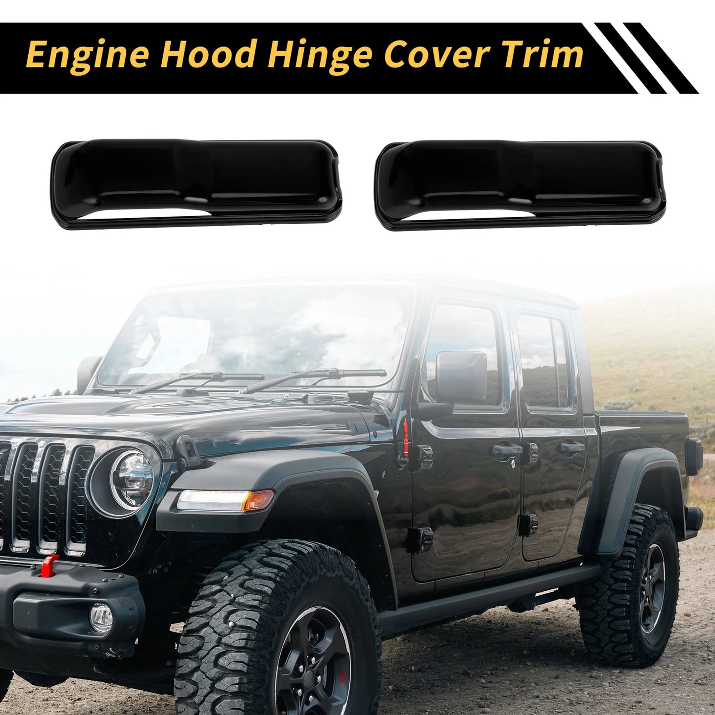 2X Engine Hood Hinge Cover Trim for Jeep Wrangler JL JLU (2018–2022) Black