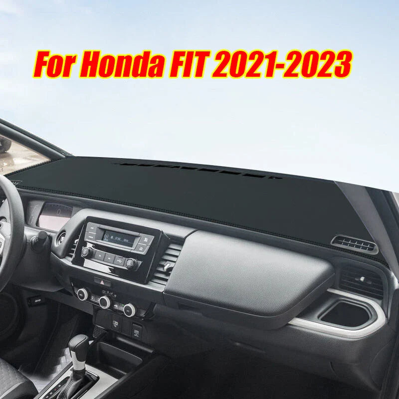Dashboard Cover Pad - Black Leather for Honda FIT (2021–2023)