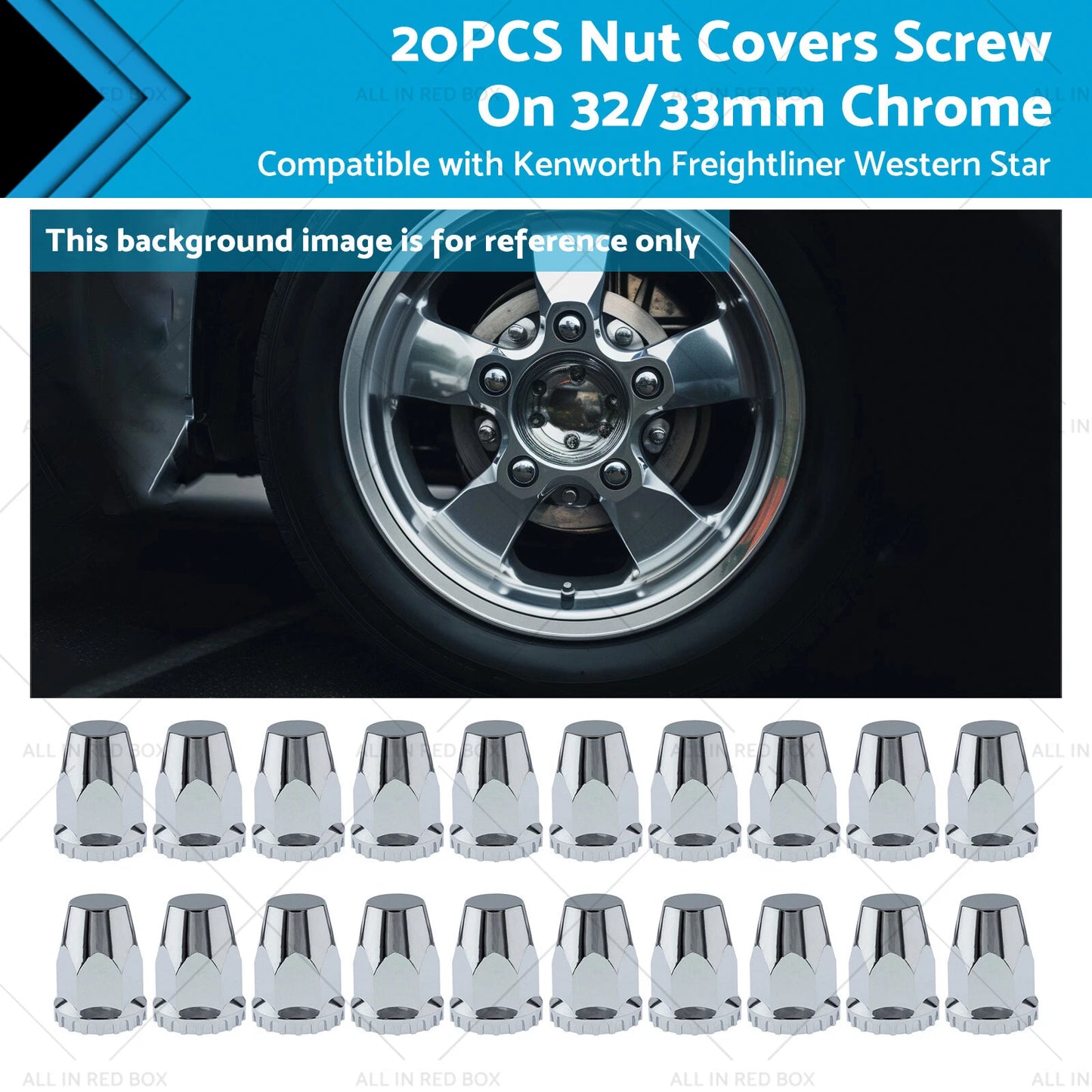 33mm Nut Covers for Kenworth, Freightliner, Western Star (20xx-20xx)