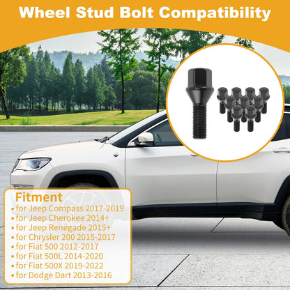10 Pcs M12x1.25 Wheel Lug Stud for Jeep Compass (2017–2019) No.611005 Alloy Steel