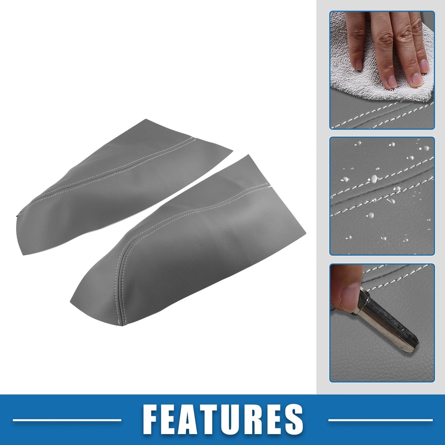 Set of 2 Rear Door Panel Armrest Covers for Honda Pilot (2009–2015) Gray