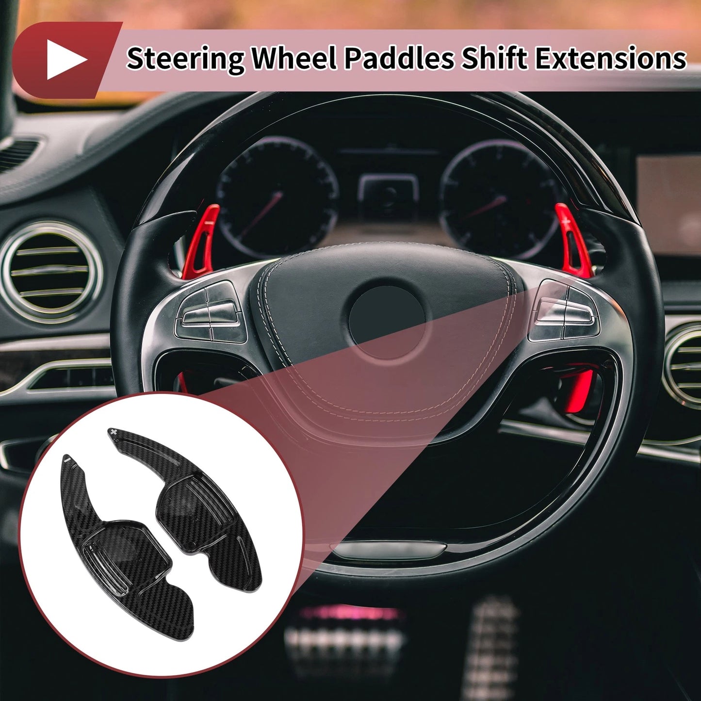 Set of 2 Black Plastic Steering Wheel Paddles for Audi A3 (2013–2016)