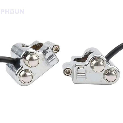Silver CNC 7/8" Motorcycle Handlebar Switch Pair for Headlight Indicator Horn