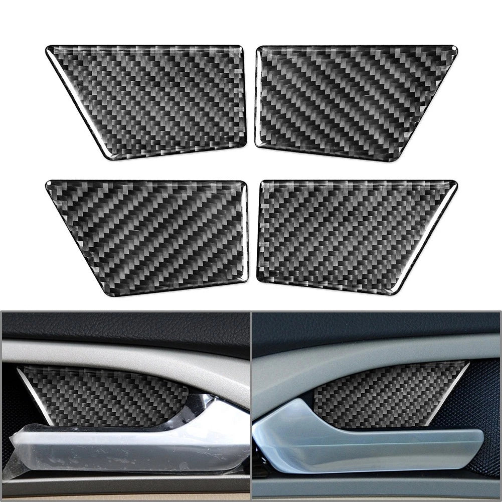 Set of 4 Door Handle Bowl Panel Cover Trim for Ford Mondeo (2013–2019) Carbon Fiber Black