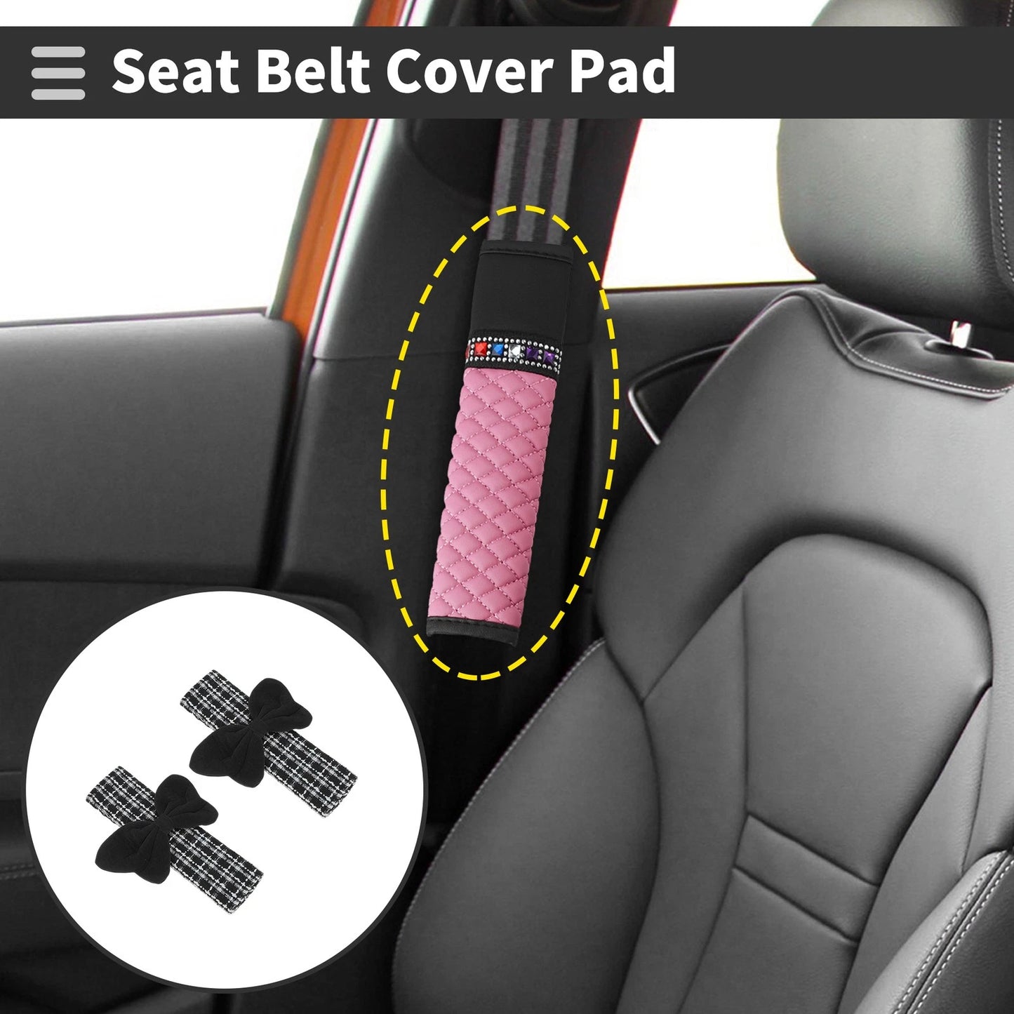 Set of 2 Seat Belt Cover Pads for Universal Fit (23cm)