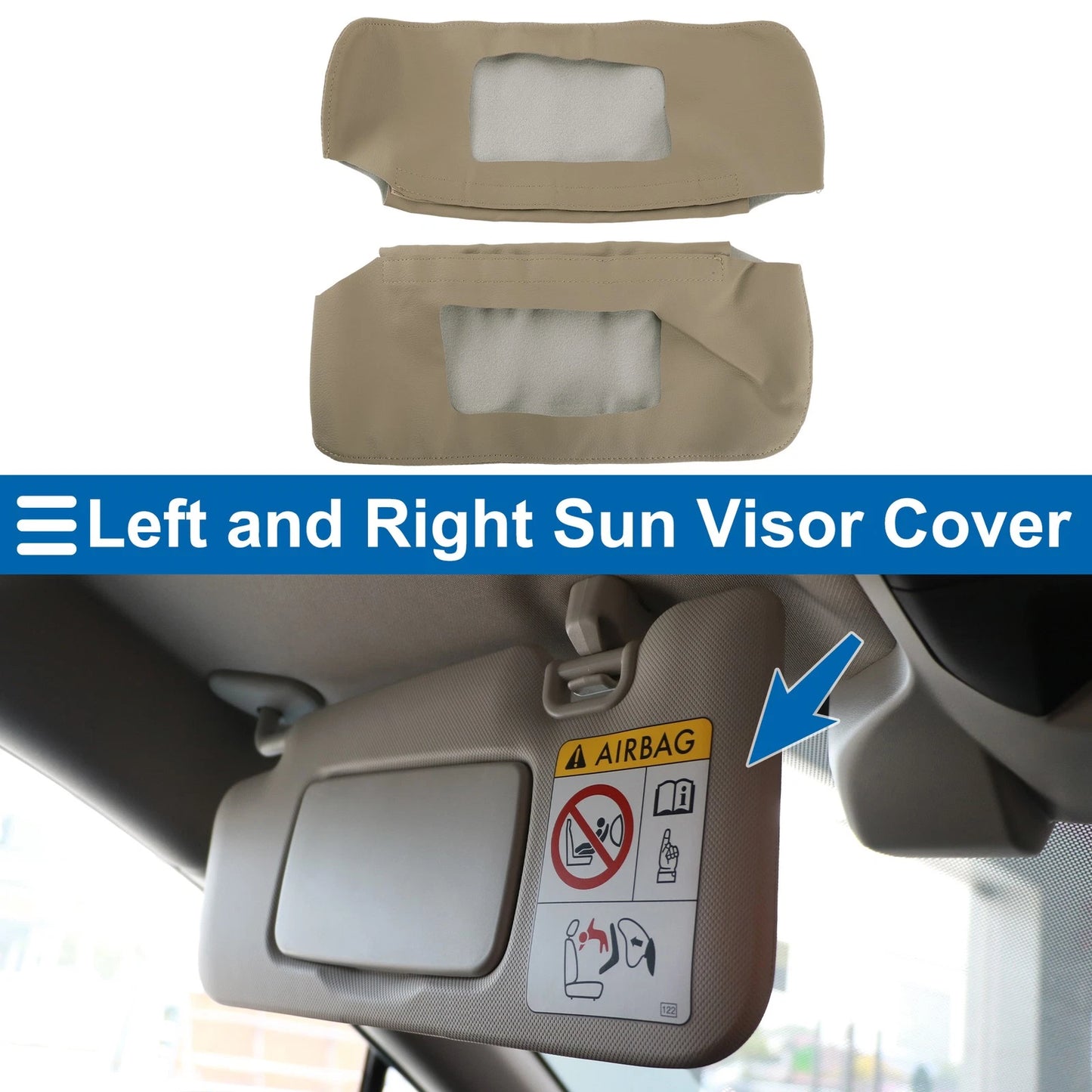 Sun Visor Cover Set for Chevrolet Camaro (1993–2002) Left Right Faux Leather Beige