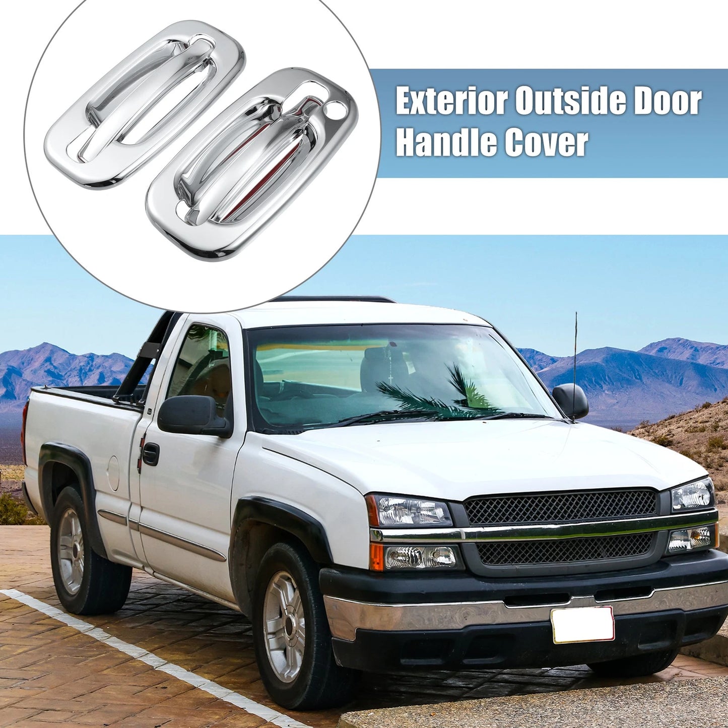 1 Pair Exterior Door Handle Cover for Chevrolet Tahoe (2000–2006) 1 Keyhole