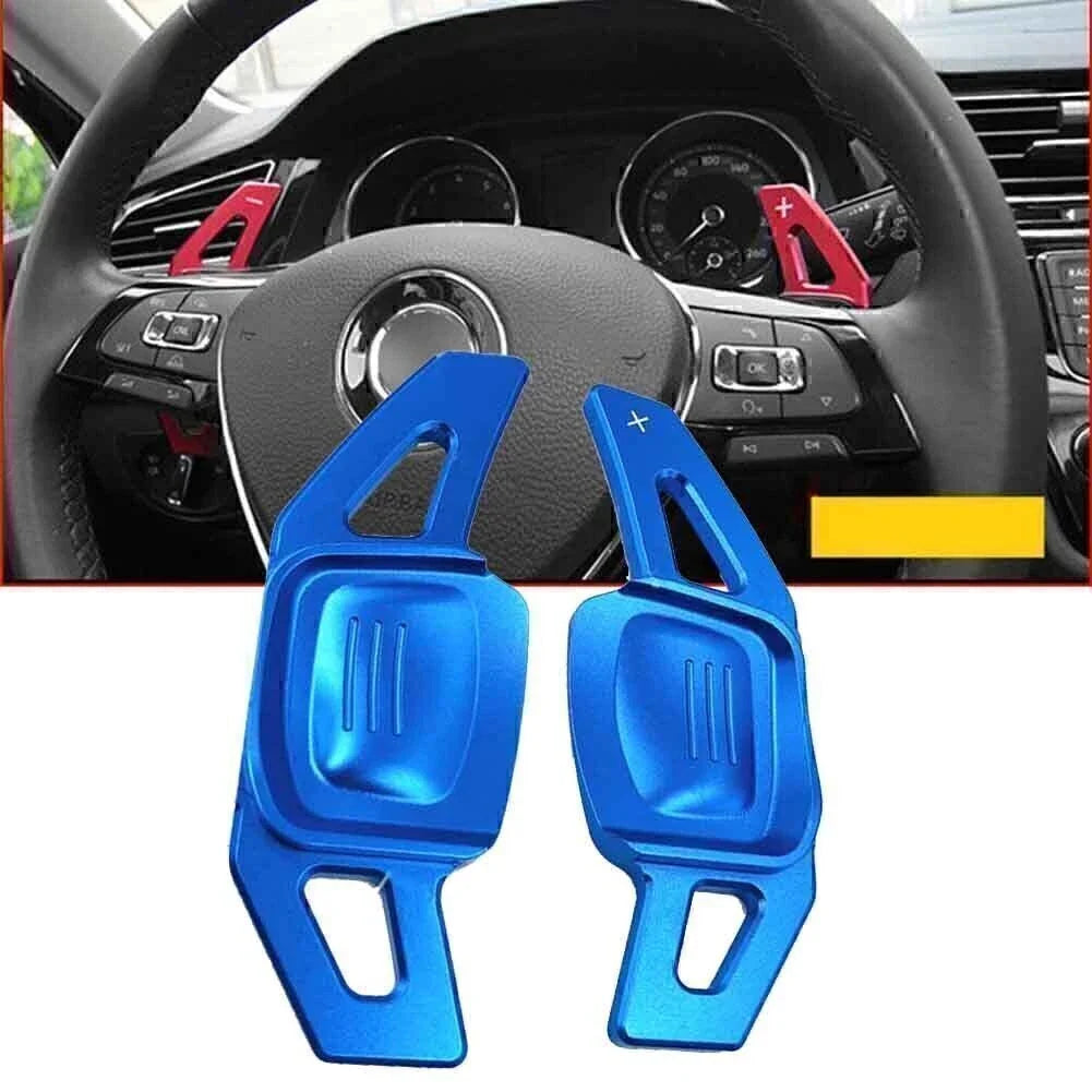 Blue Steering Wheel Paddle Shifter Extensions for VW Tiguan Golf 7 Passat B8