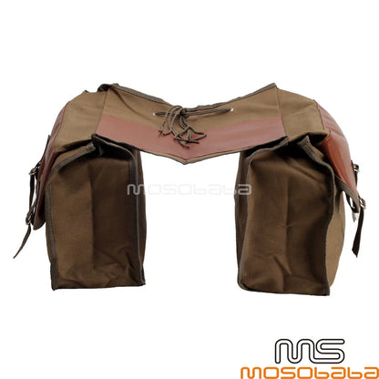 Large Khaki Canvas Saddlebag Luggage Bags for Motorcycle Bicycle Scooter (N/A)