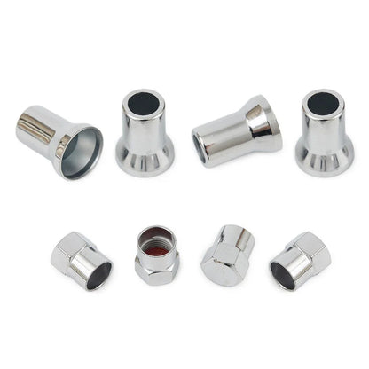 Valve Stem Hex Cap+Sleeve Cover Chrome Car Truck Tire Wheel Tyre