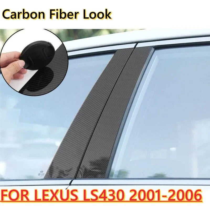 6PCS / Carbon Fiber Window Door Trim Pillar Posts Cover for LEXUS LS430 (2001–2006)