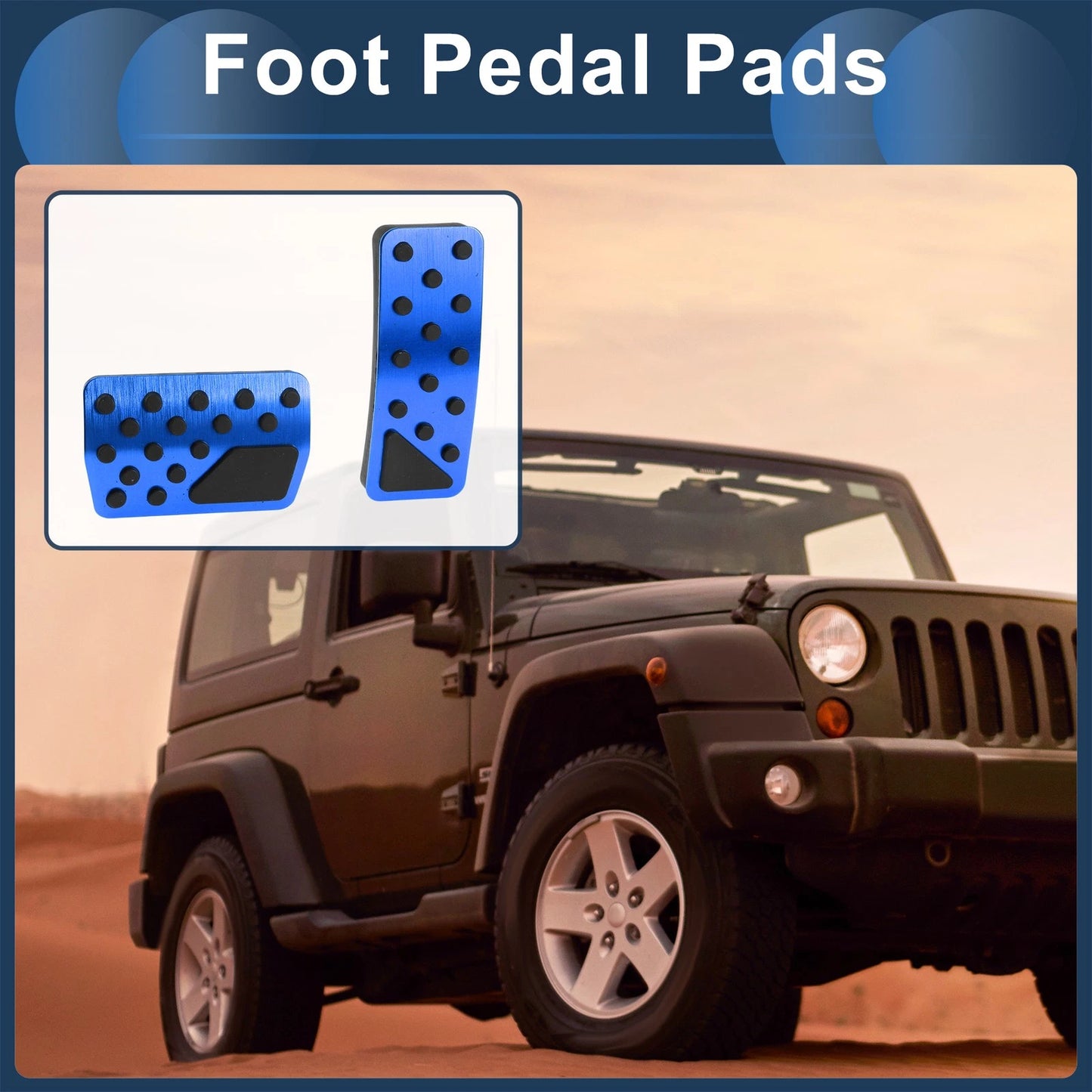 Set of 2 Automatic Foot Accelerator Pedal Covers for Jeep Wrangler (2018–2024) Blue