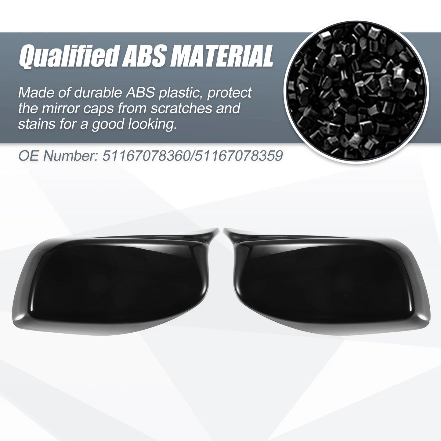 Rearview Mirror Cover Cap Gloss Black for BMW E60 E61 (2006–2010)