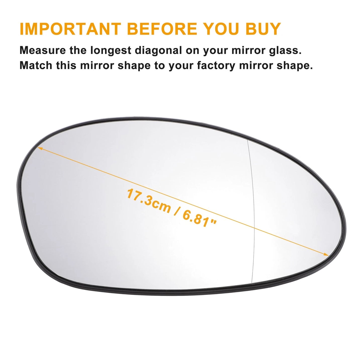 Right Side Heated White Mirror Glass for BMW 1 2 3 Series (2004–2009)