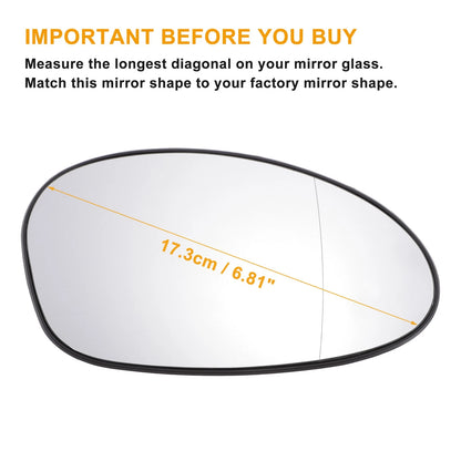 Right Side Heated White Mirror Glass for BMW 1 2 3 Series (2004–2009)
