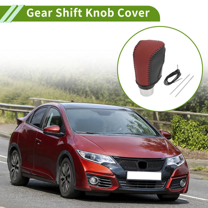 1 Pcs Gear Shift Knob Cover for Honda Civic (2016–2021) Red Black Faux Leather